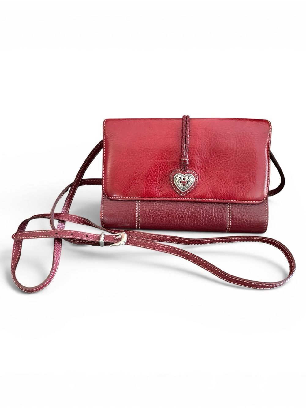 Brighton Red Leather Clutch Wallet Crossbody